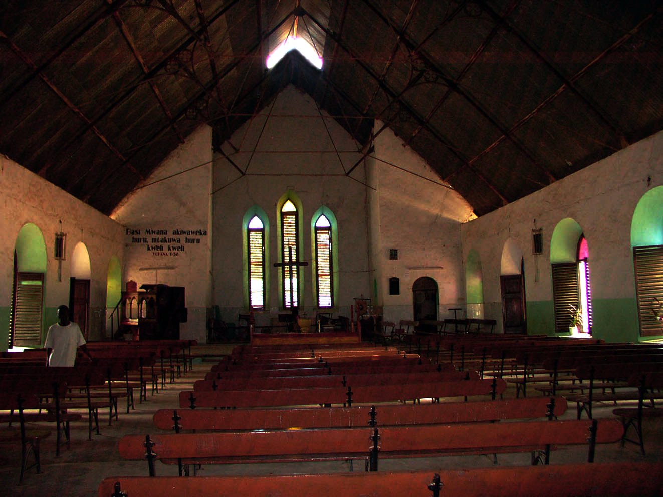 Interior of church building on the mission's compound in Rabai.