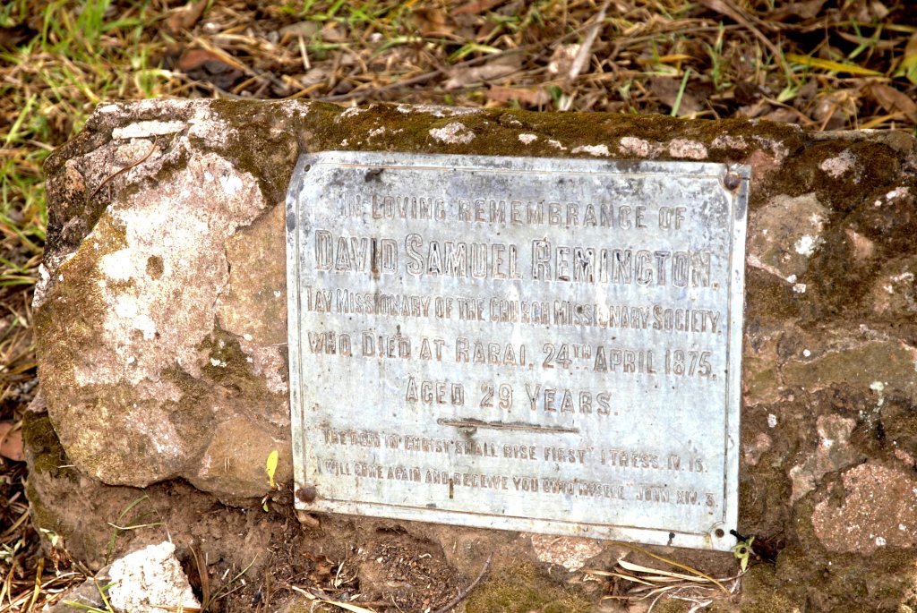 Headstone of a British missionary's grave who died 1875 in Rabai.
