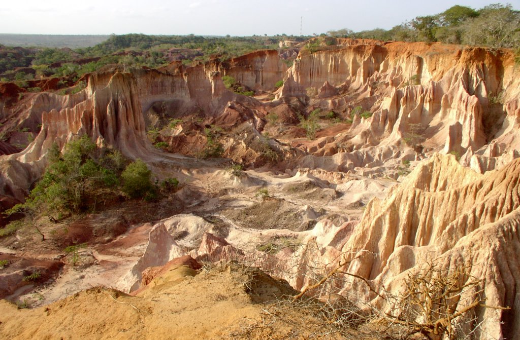 The Marafa Depression, also known as Hell's Kitchen and located north-west of Malindi, is a geological area characterized by interesting formations that have been brought about by wind and sand erosion.