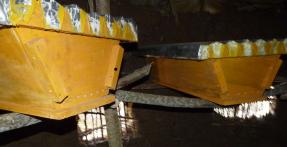 Beehive boxes containing the honeycombs (inside building)