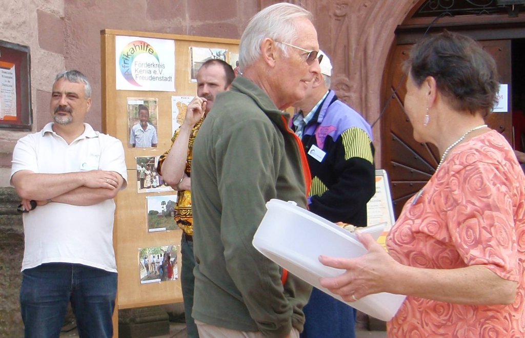 Discussions at the society's information stand.