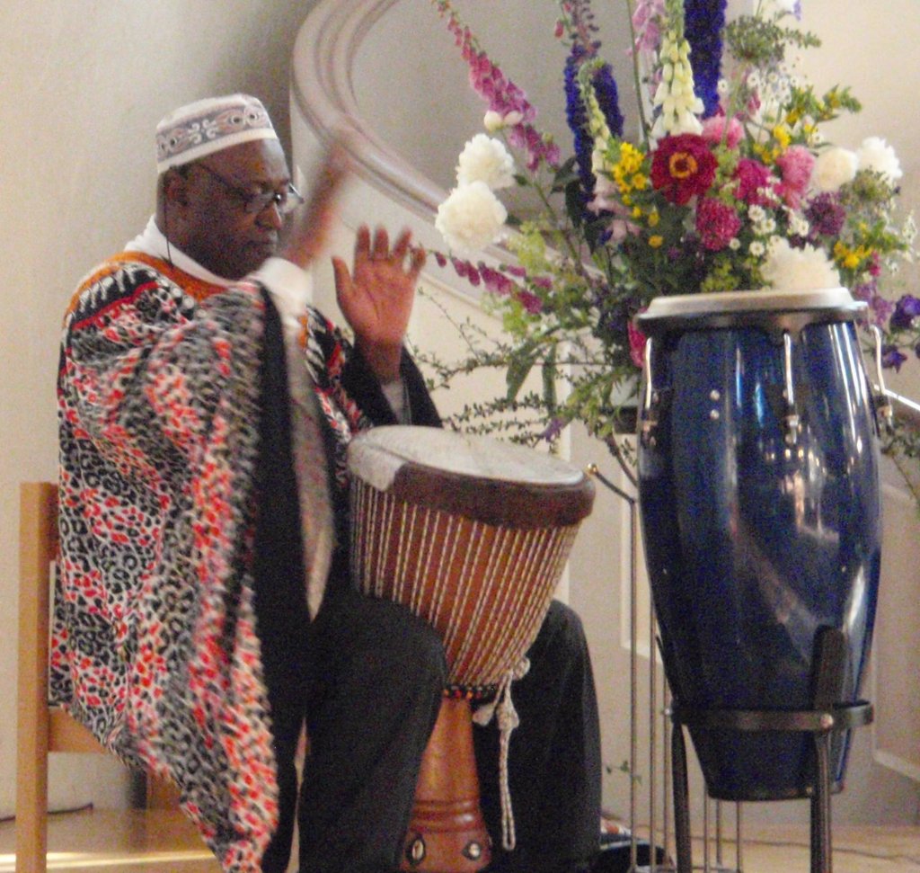 Musical highlight during the service: African drum music by Mr. Martin Ngnoubamdjum — a prelude to our charity concert of October 26, 2012!