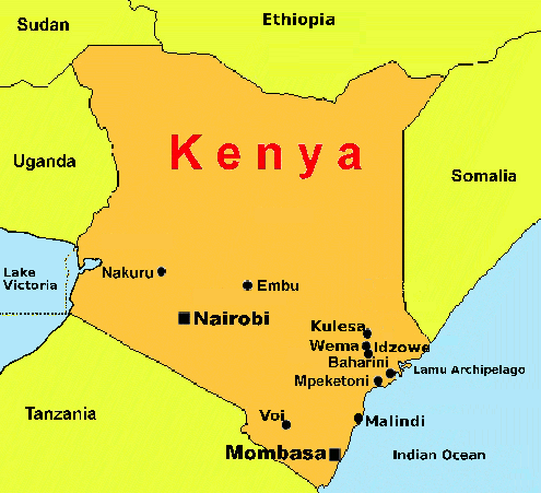 Kenya Map of Kenya depicting some project locations.